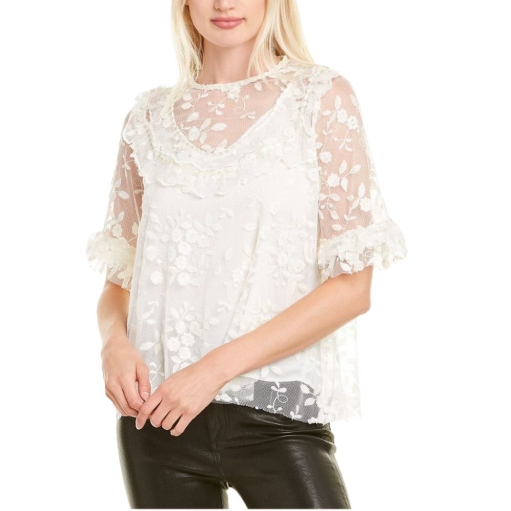 The Kooples Cream Lace Blouse Size 2